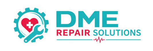 DME repair technician evaluating a power wheelchair at Suncoast Medical Supply