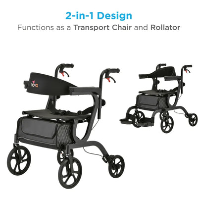 Nova Gemini 2-in-1 Rollator Transport Chair Model 4500BK