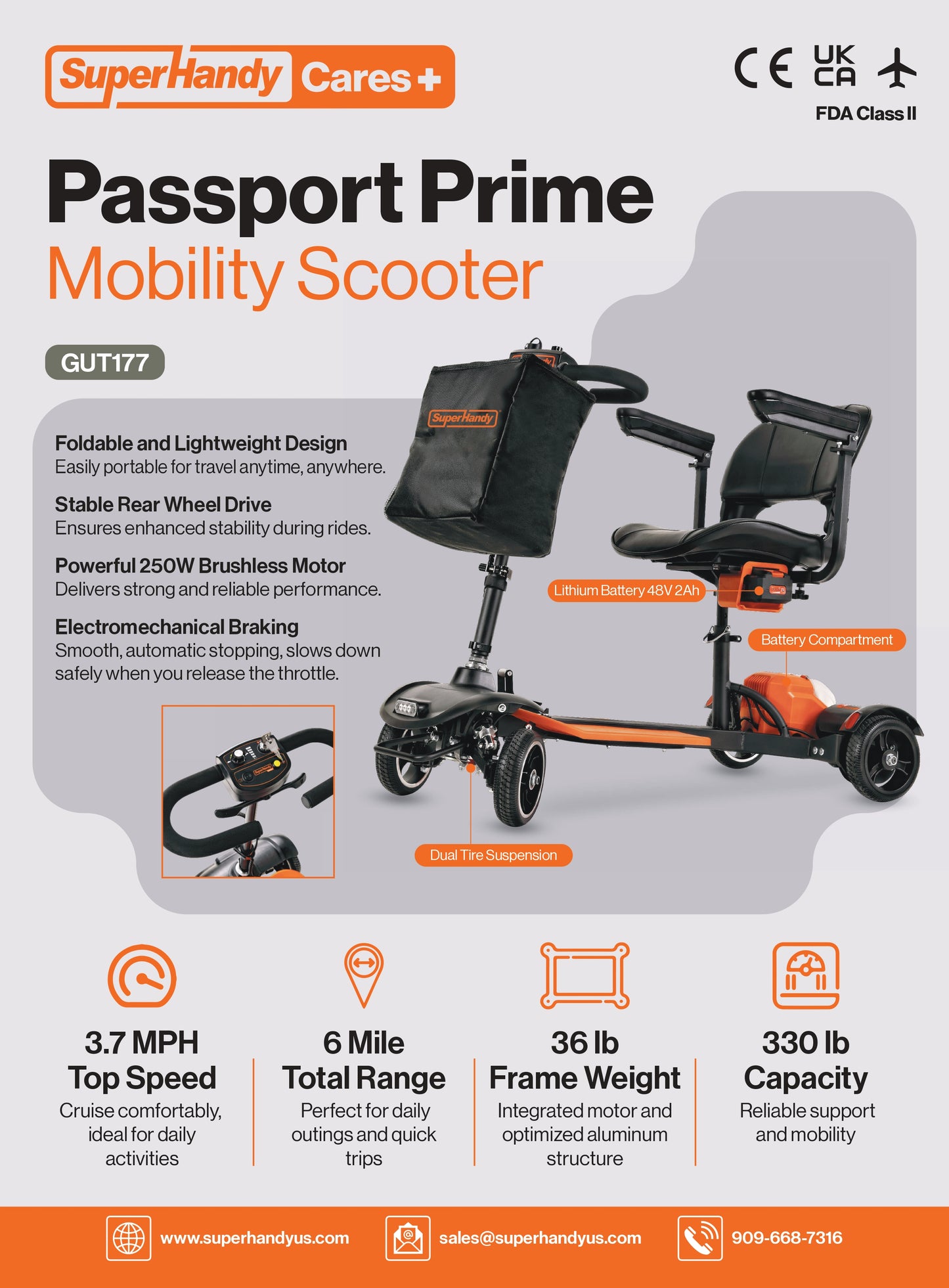 SuperHandy Passport Prime GUT177 Mobility Scooter
