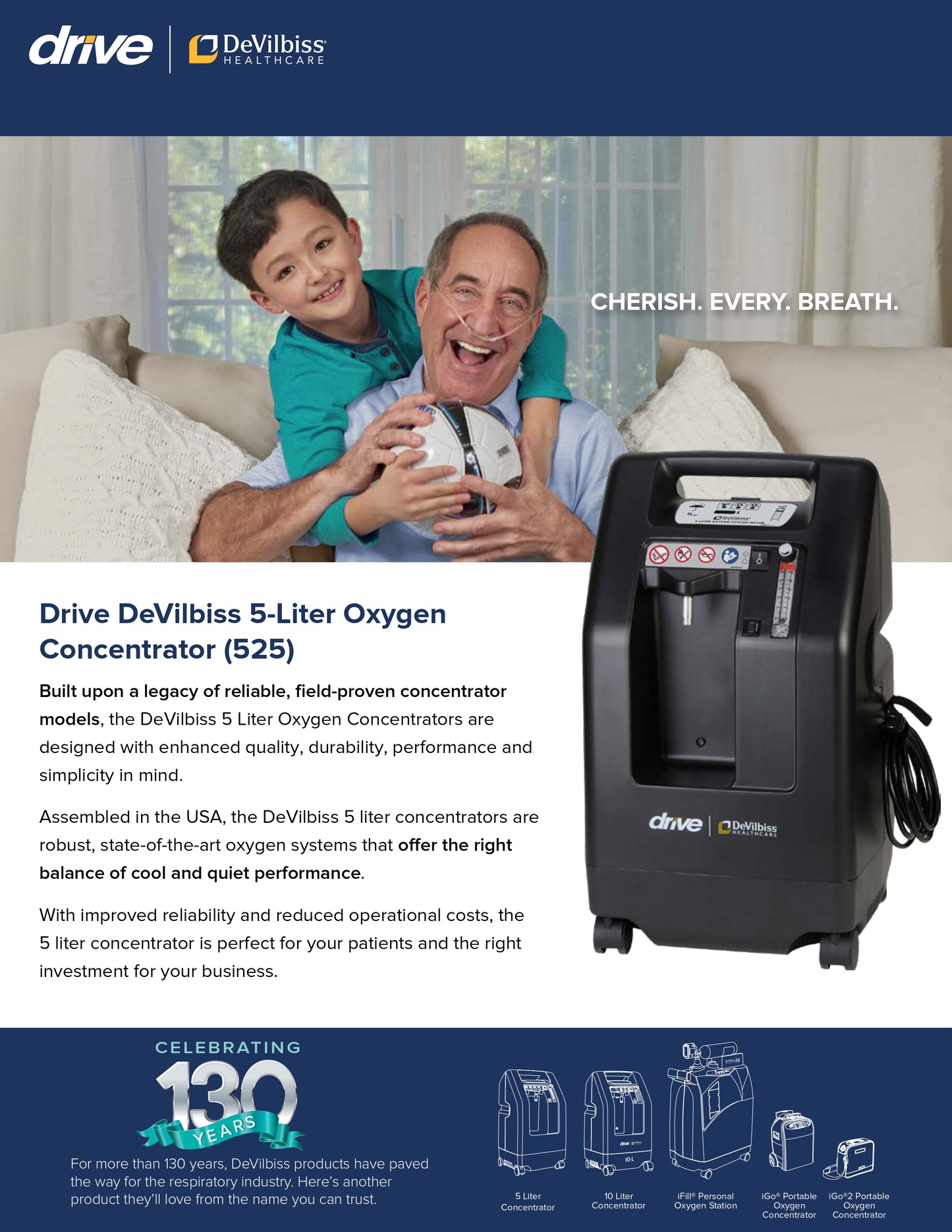 Drive DeVilbiss 5 liter Home Oxygen Concentrator