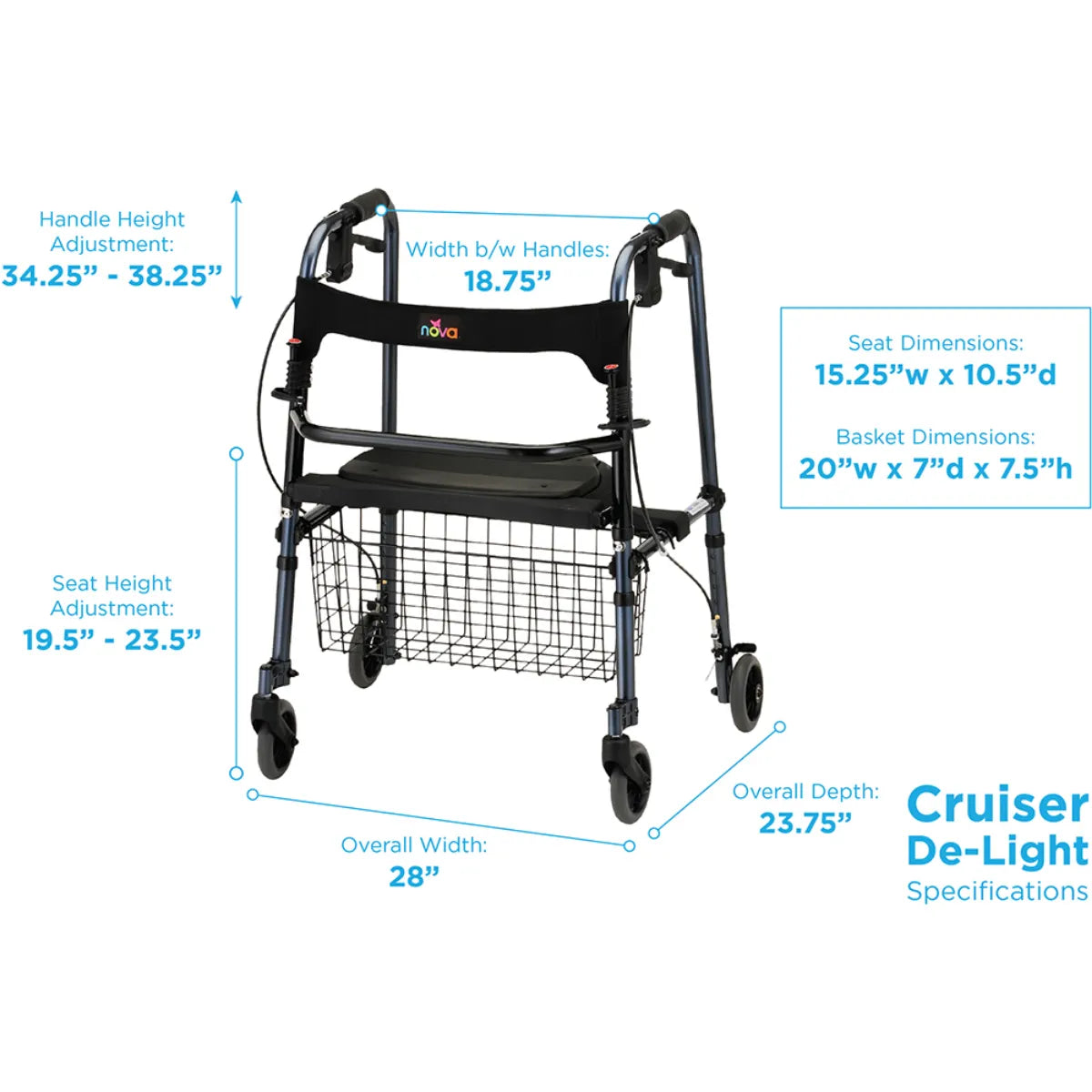 Nova Cruiser De-Light Rollator Model 4010