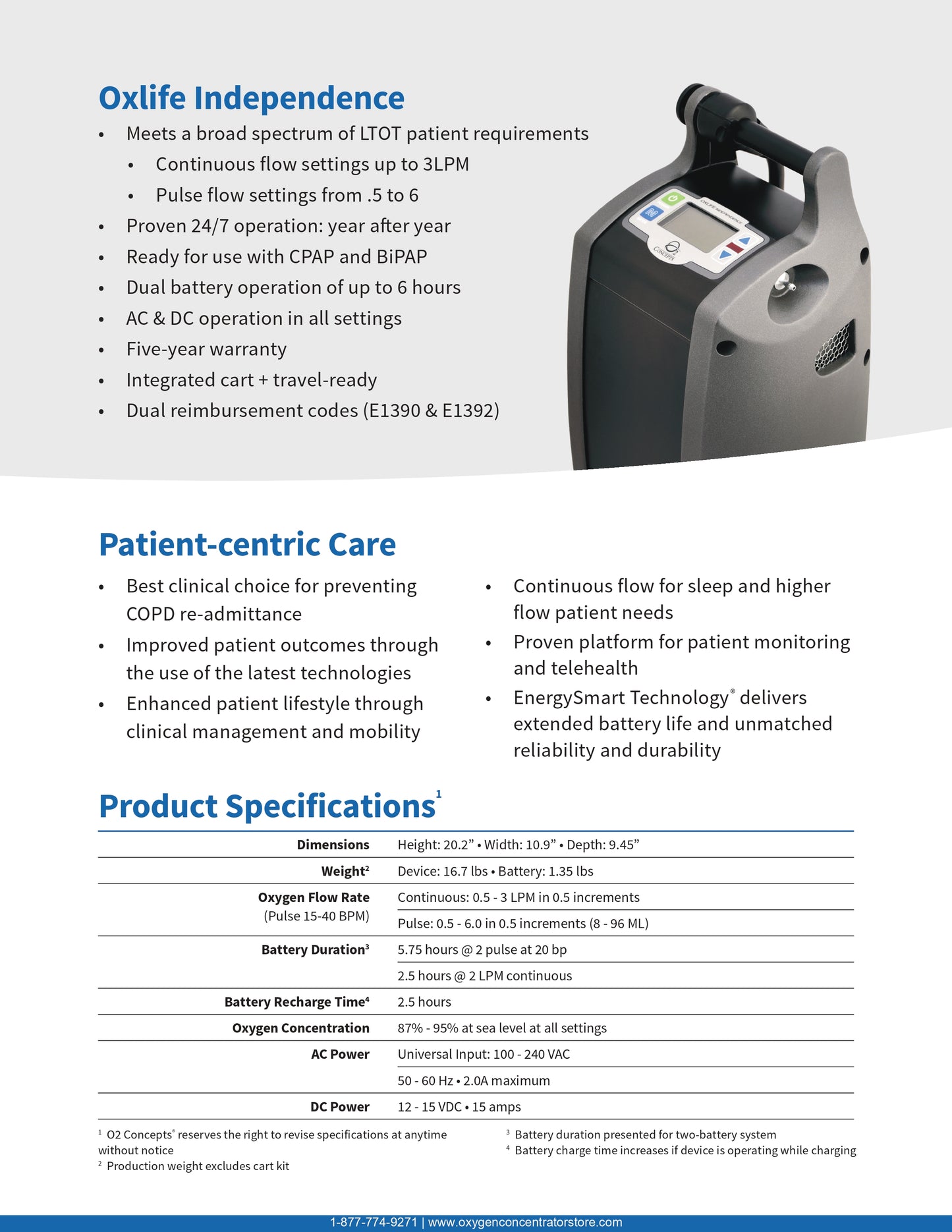 O2 Concepts  Oxlife Independence Portable Oxygen Concentrator