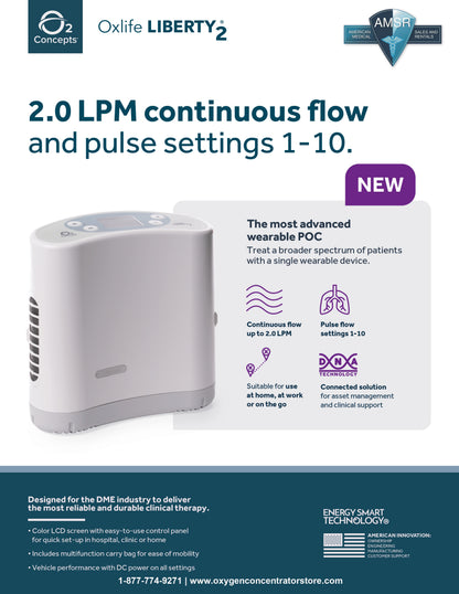 O2 concepts Liberty2 Portable Oxygen Concentrator