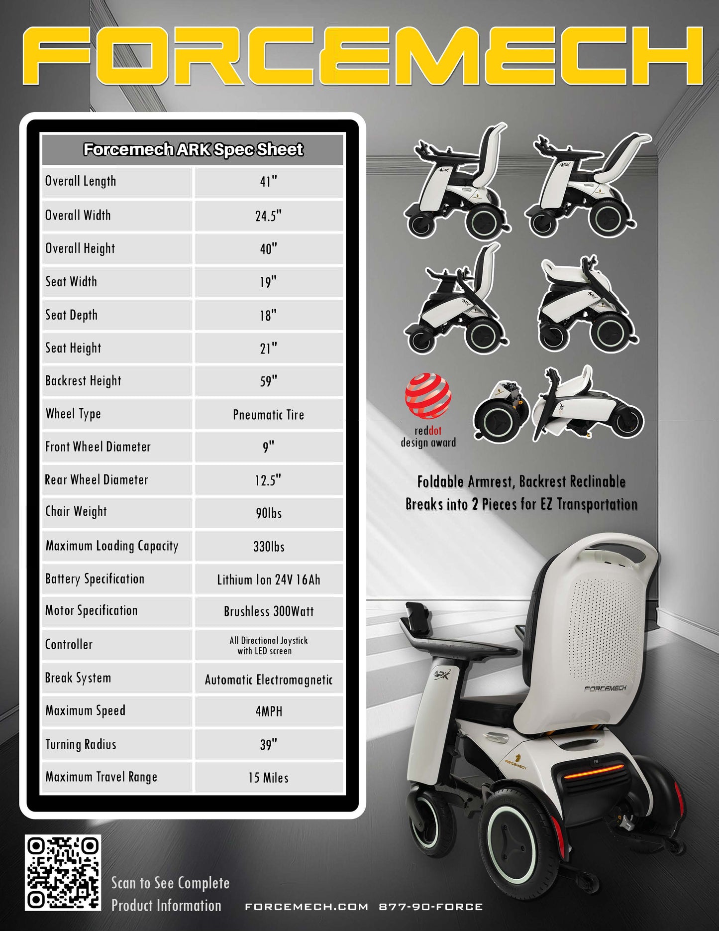 Forcemech ARK Luxury All-Terrain Reclining Power Chair