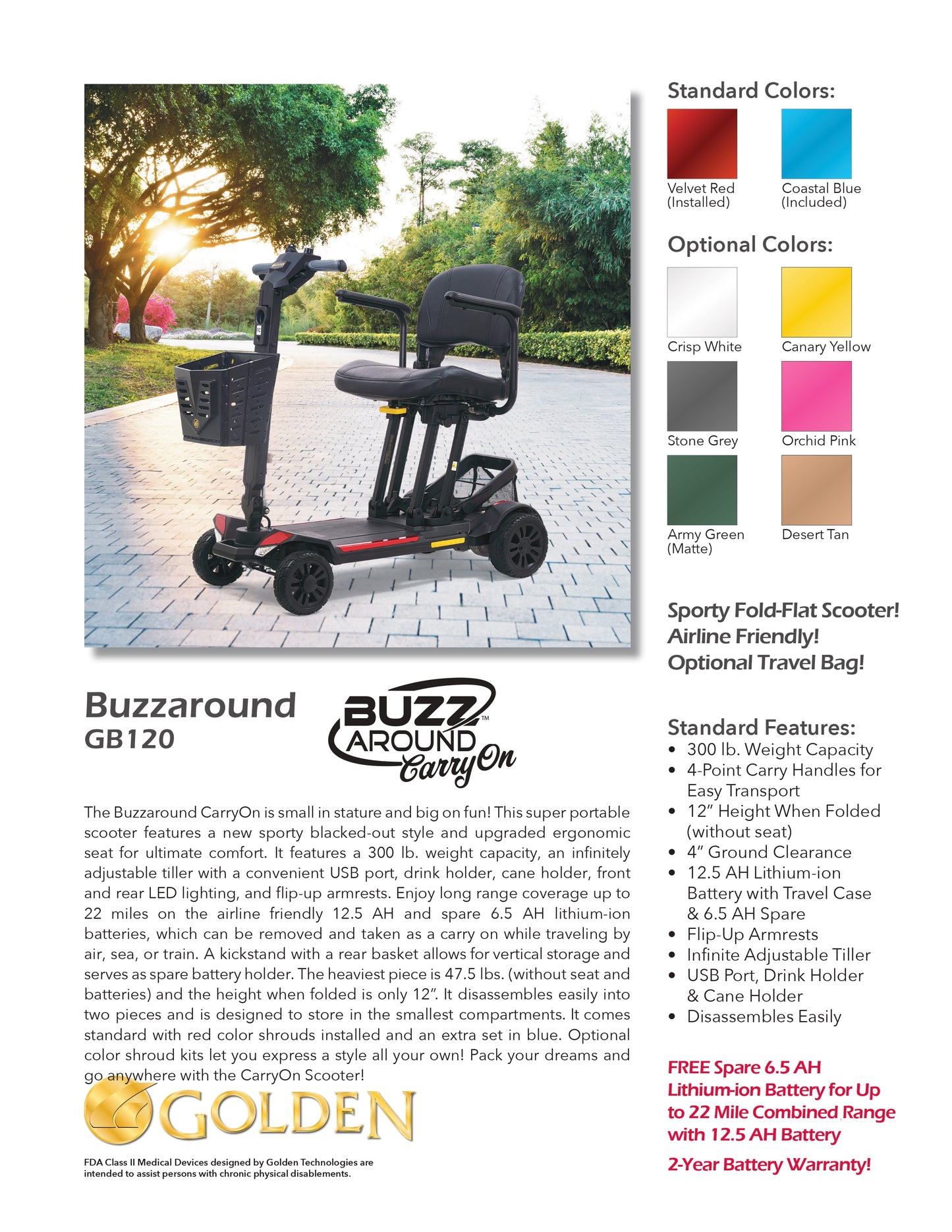 Golden Tech Buzzaround CarryOn Model: GB120B
