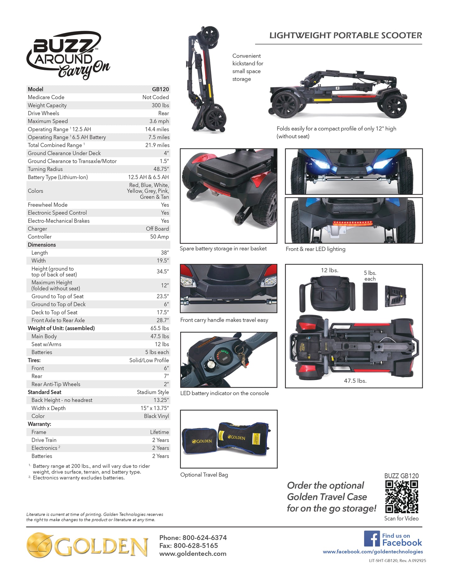 Golden Tech Buzzaround CarryOn Model: GB120B