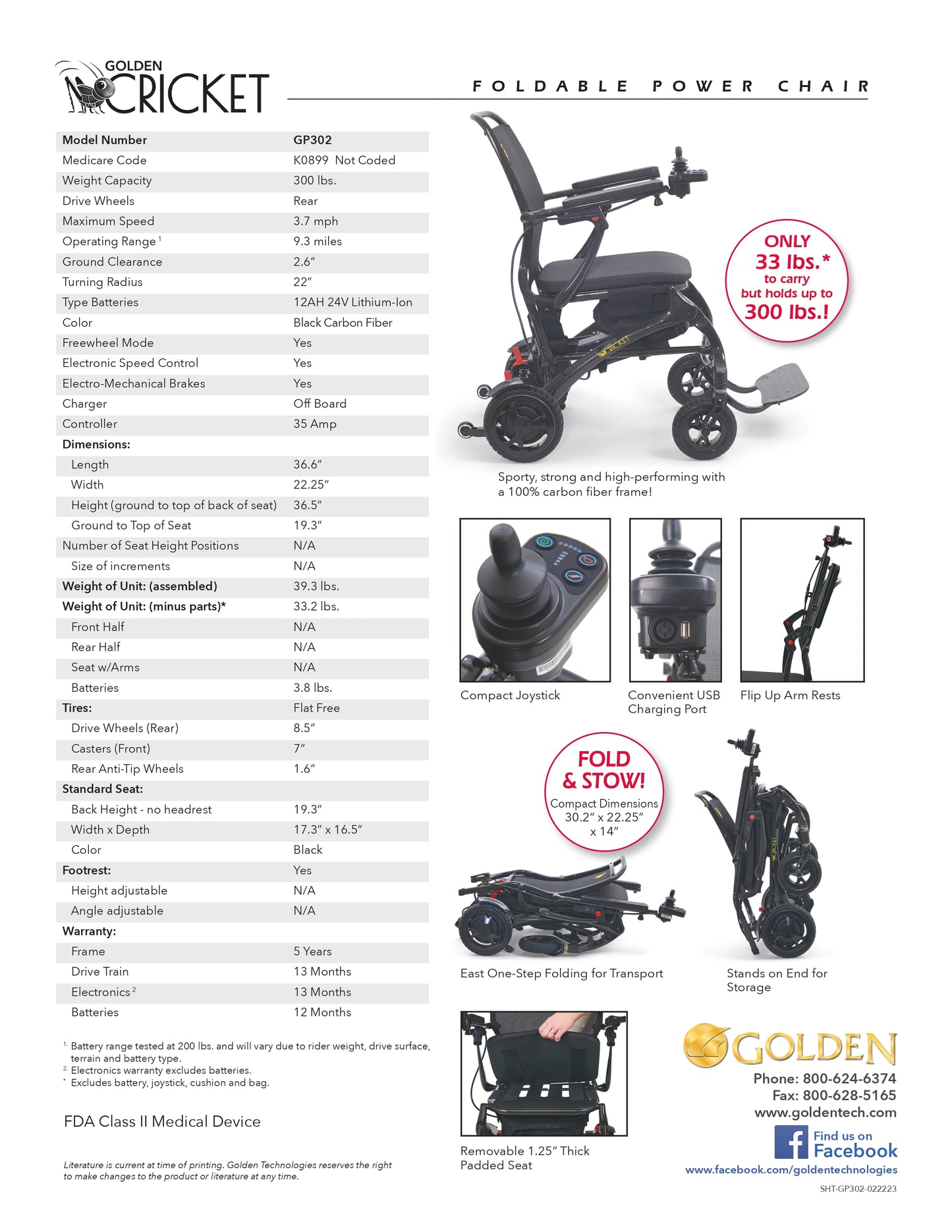 Golden Cricket Power Wheelchair Model GP302