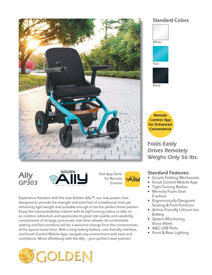 Golden Technologies Ally GP303 Folding Power Wheelchair -Teal