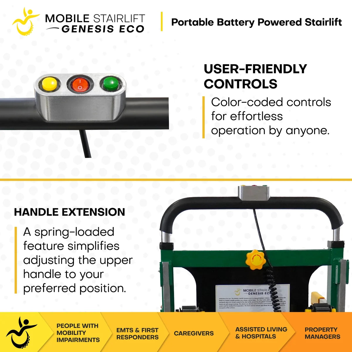 Genesis ECO Battery Powered Mobile Stairlift Alternative for Straight Stairs