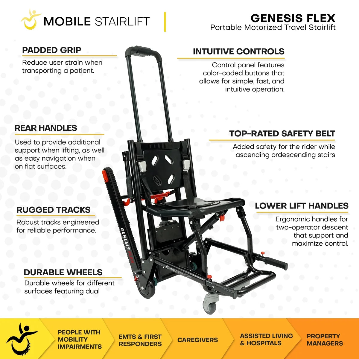 Genesis Flex 2-in-1 Mobile Stairlift & Portable Transport Chair