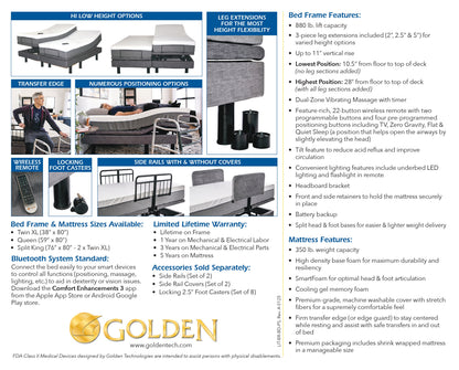 Golden Passport King Adjustable hi-low Bed Model BDA100 Split King