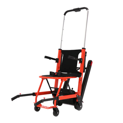 Orange and black stair chair with wheels on a white background