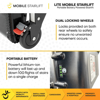 LITE Ultra Lightweight Battery Powered Mobile Stairlift for Straight Stairs