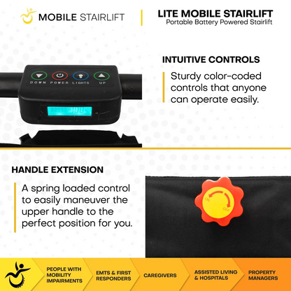 LITE Ultra Lightweight Battery Powered Mobile Stairlift for Straight Stairs