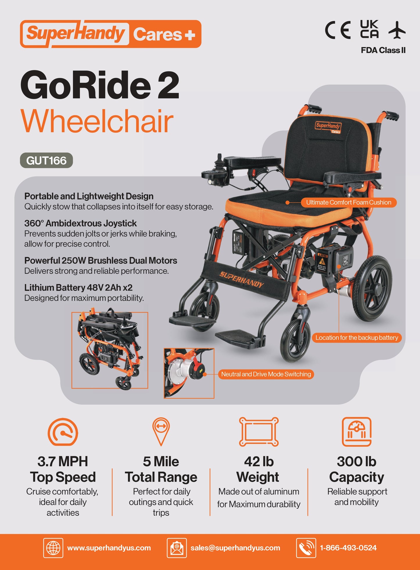 SuperHandy Go Ride 2 GUT166 Power Wheelchair