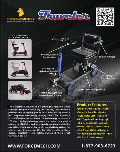 Forcemech Traveler Folding Mobility Scooter Model FMTL1G1