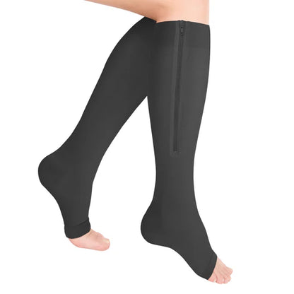 TruForm Zippered Compression Socks 15-20 Compression (Open Toe)