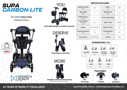 Monarch Supa Carbon Lite Folding Mobility Scooter