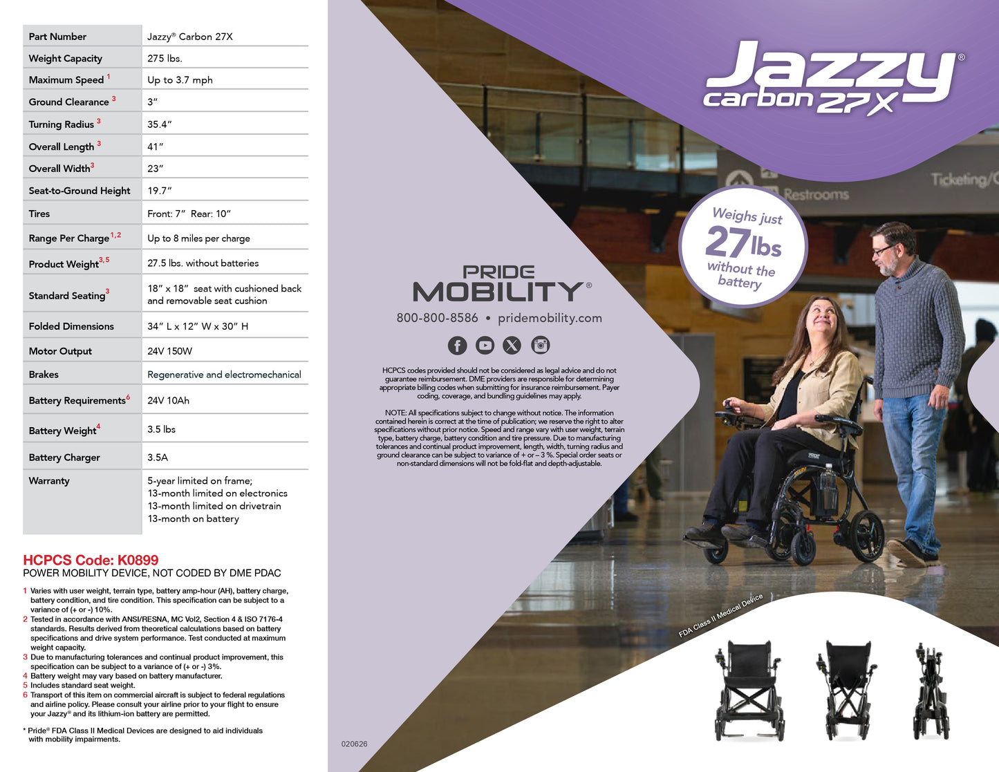 Jazzy Carbon 27X PowerChair Model# JZCarbon27X