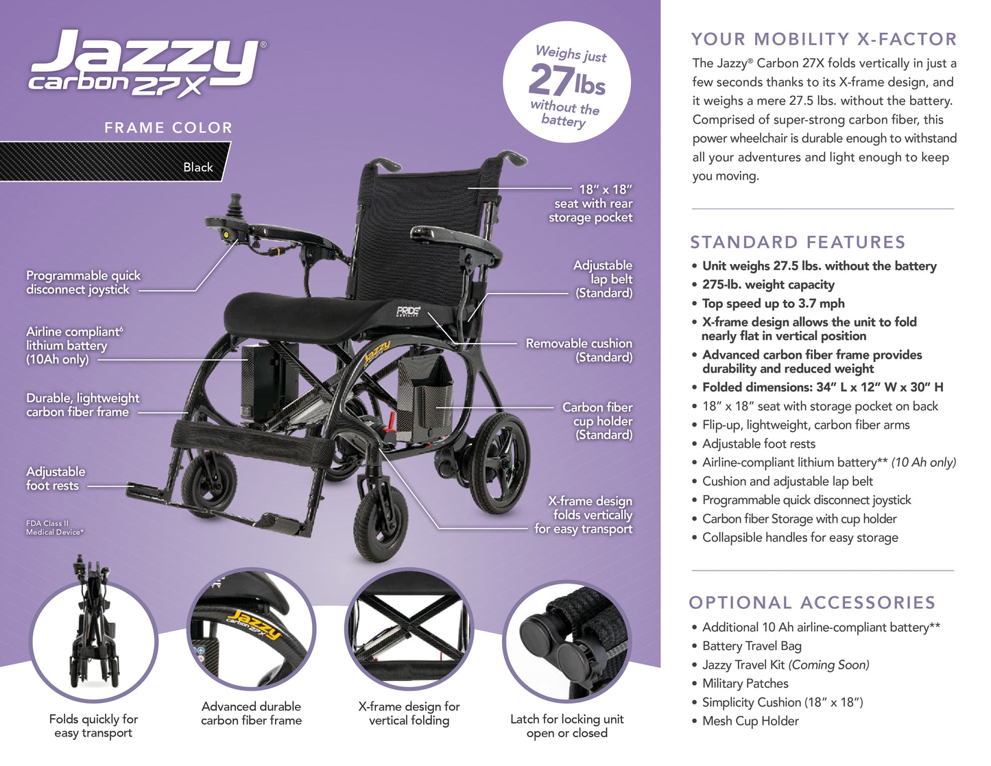 Jazzy Carbon 27X PowerChair Model# JZCarbon27X