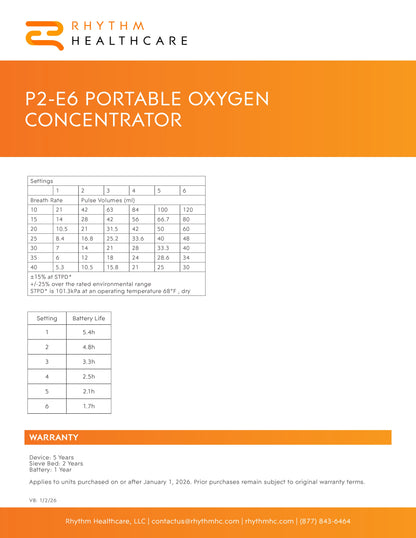 Rhythm  P2-E6 Portable Oxygen Concentrator